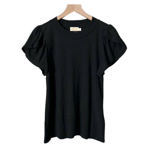 Nation LTD Kennedy Contrast Tulip Sleeve Tee in Black Size Medium - Picture 1 of 5